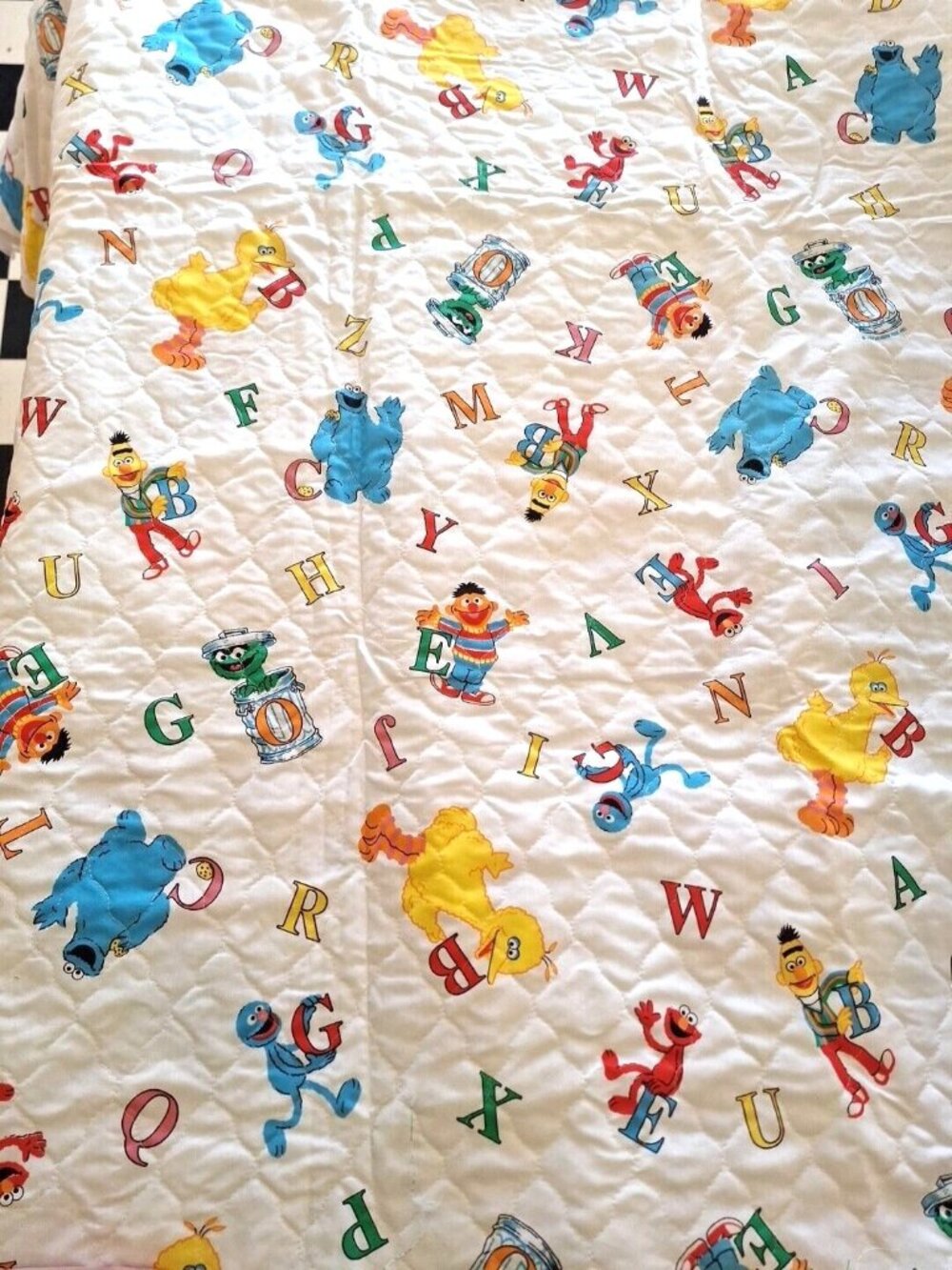 Quilted Sesame Street Comforter Fabric 3 Yards Vintage Alphabet Letters 110"x45"